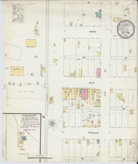Sanborn Fire Insurance Map from Afton, Ottawa County, Oklahoma (1896), Sheet #0001 - Historic Sanborn Fire Insurance Map Print, vintage old map wall art, antique decor, genealogy gift, Oklahoma Oklahoma map