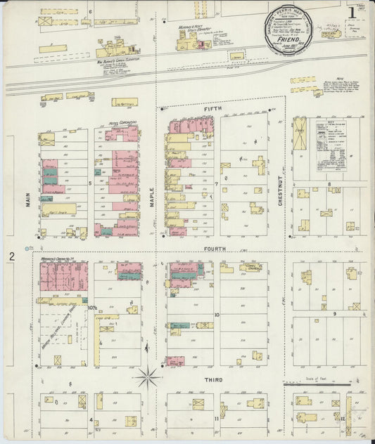 Sanborn Fire Insurance Map from Friend, Saline County, Nebraska (1897), Sheet #0001 - Complete Map Set gallery image, historic Sanborn map, vintage wall art, Nebraska Nebraska