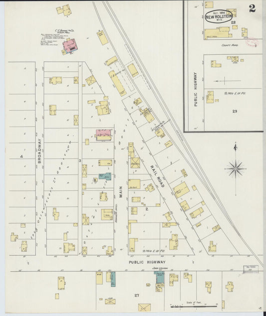Sanborn Fire Insurance Map from New Holstein, Calumet County, Wisconsin (1894), Sheet #0002 - Historic Sanborn Fire Insurance Map Print, vintage old map wall art, antique decor, genealogy gift, Wisconsin Wisconsin map