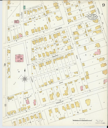 Sanborn Fire Insurance Map from Salem, Columbiana County, Ohio (1903), Sheet #0009 - Historic Sanborn Fire Insurance Map Print, vintage old map wall art, antique decor, genealogy gift, Ohio Ohio map