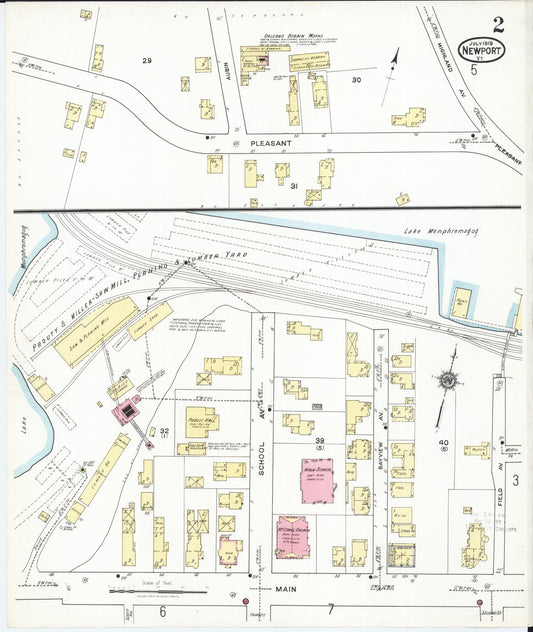 Sanborn Fire Insurance Map from Newport, Orleans County, Vermont (1919), Sheet #0002 - Historic Sanborn Fire Insurance Map Print, vintage old map wall art, antique decor, genealogy gift, Vermont Vermont map