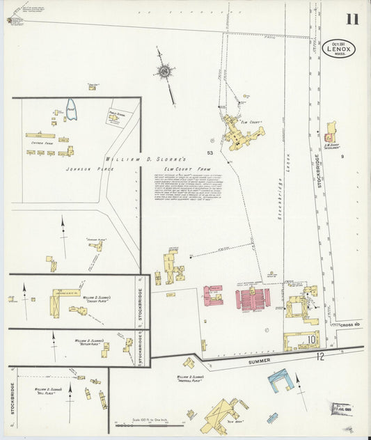 Sanborn Fire Insurance Map from Lenox, Berkshire County, Massachusetts (1911), Sheet #0011 - Historic Sanborn Fire Insurance Map Print, vintage old map wall art, antique decor, genealogy gift, Massachusetts Massachusetts map