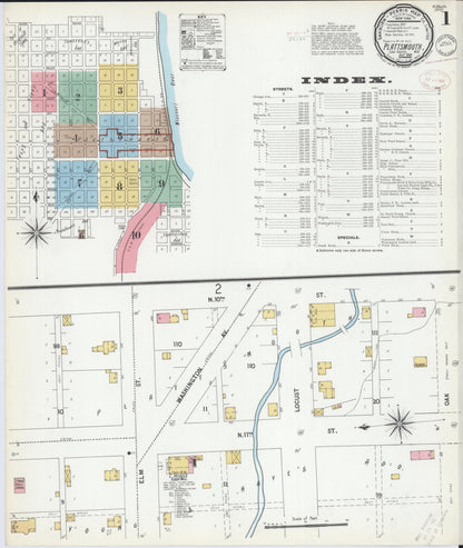 Sanborn Fire Insurance Map from Plattsmouth, Cass County, Nebraska (1899), Sheet #0001 - Complete Map Set gallery image, historic Sanborn map, vintage wall art, Nebraska Nebraska