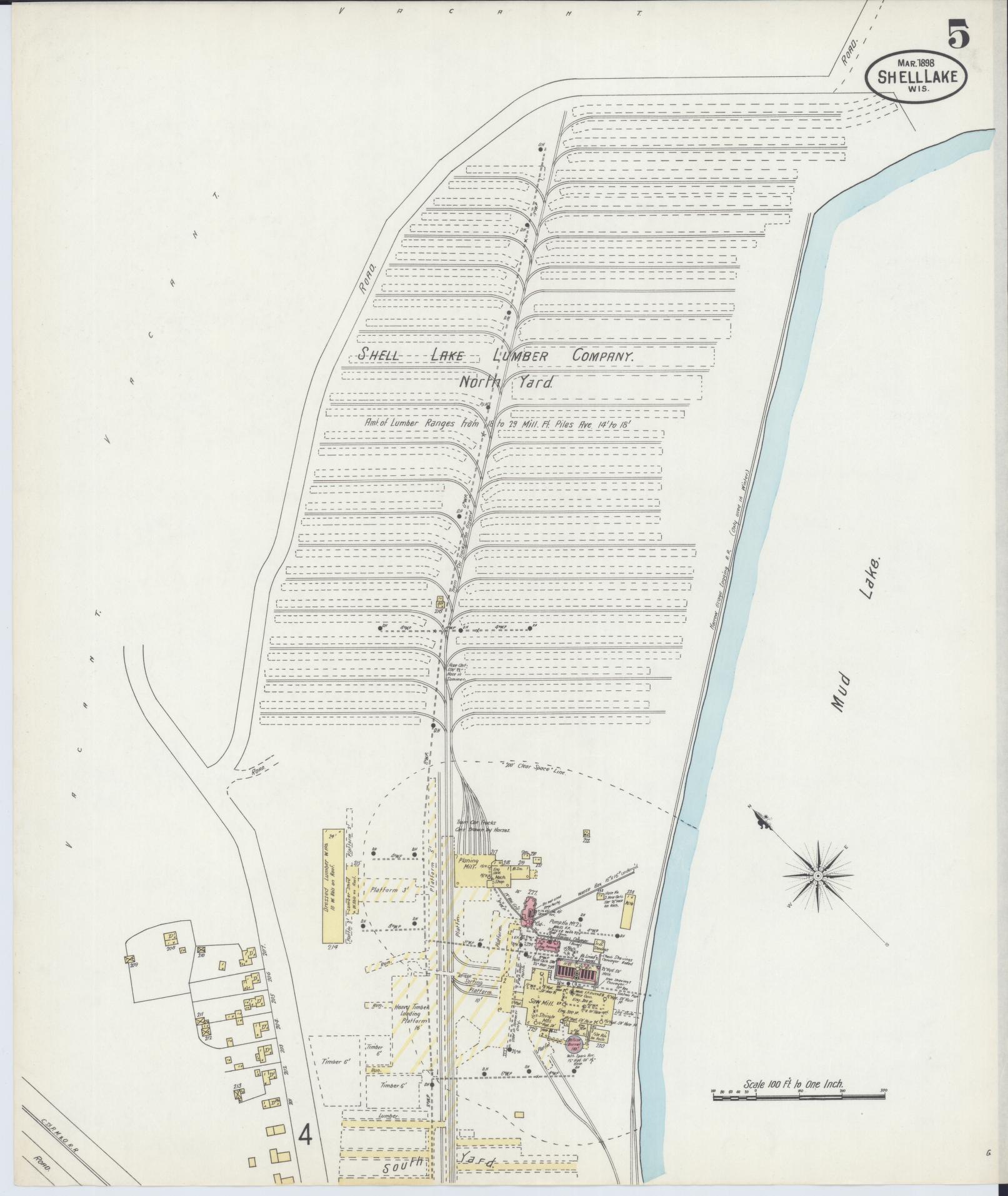 Sanborn Fire Insurance Map from Shell Lake, Washburn County, Wisconsin (1898), Sheet #0005 - Complete Map Set gallery image, historic Sanborn map, vintage wall art, Wisconsin Wisconsin