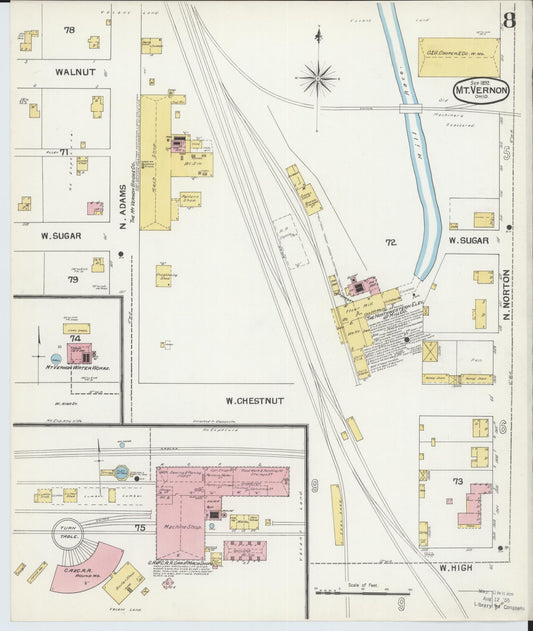 Sanborn Fire Insurance Map from Mount Vernon, Knox County, Ohio (1892), Sheet #0008 - Historic Sanborn Fire Insurance Map Print, vintage old map wall art, antique decor, genealogy gift, Ohio Ohio map