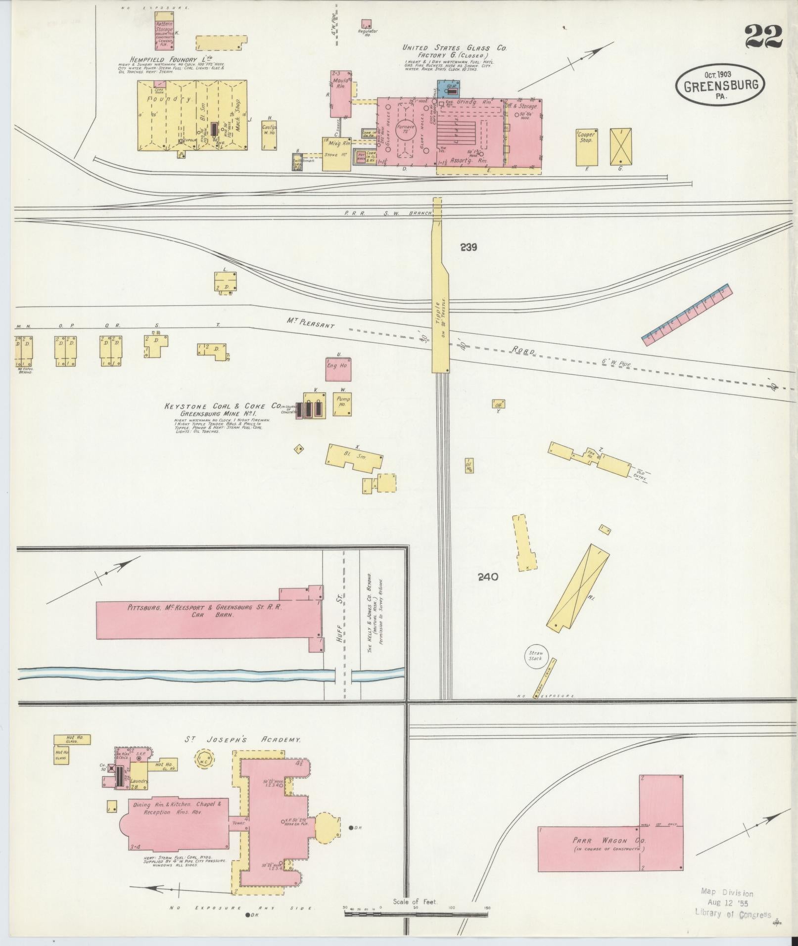 Sanborn Fire Insurance Map from Greensburg, Westmoreland County, Pennsylvania (1903), Sheet #0022 - Historic Sanborn Fire Insurance Map Print, vintage old map wall art, antique decor, genealogy gift, Pennsylvania Pennsylvania map