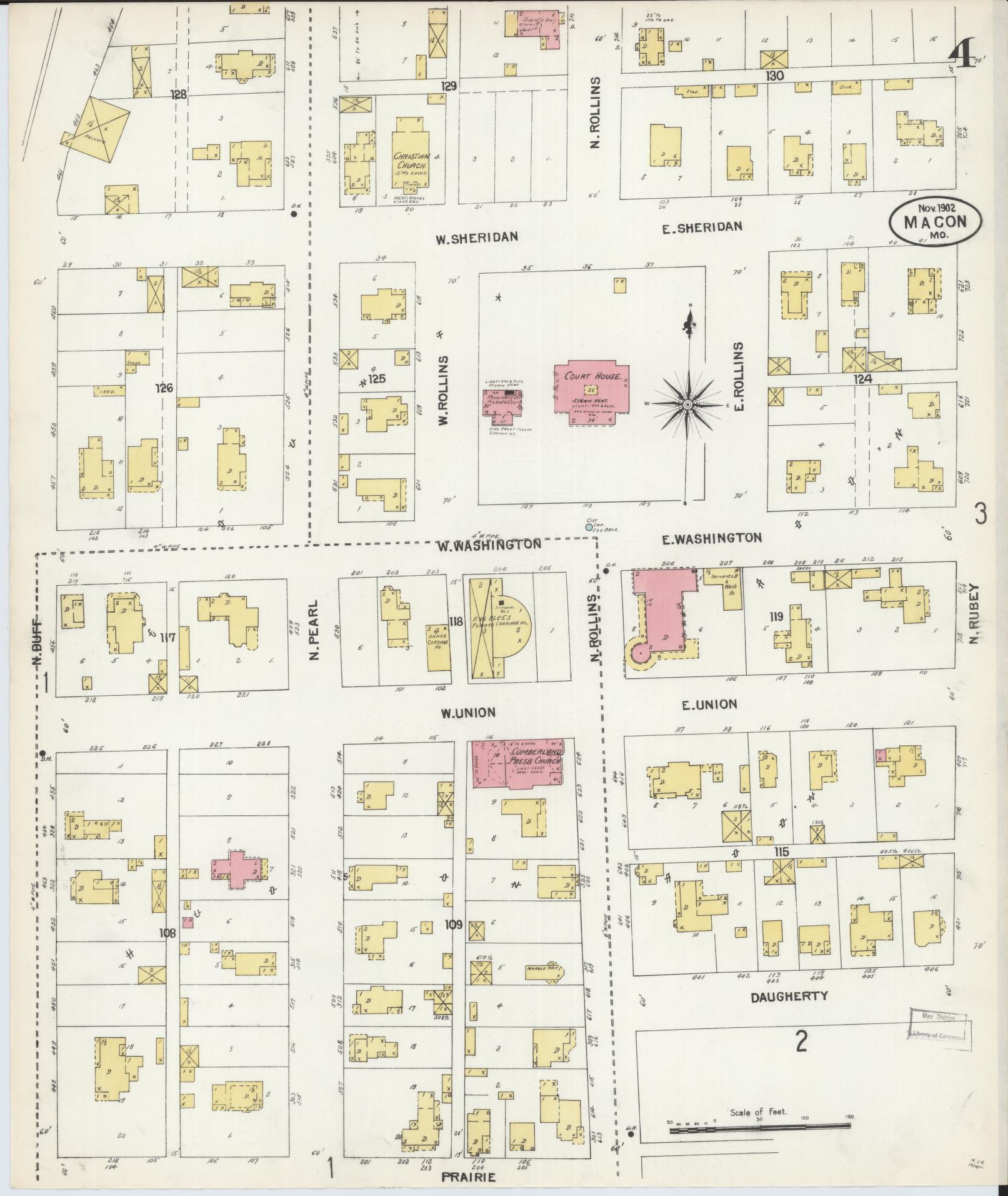 Sanborn Fire Insurance Map from Macon, Macon County, Missouri (1902), Sheet #0004 - Complete Map Set gallery image, historic Sanborn map, vintage wall art, Missouri Missouri