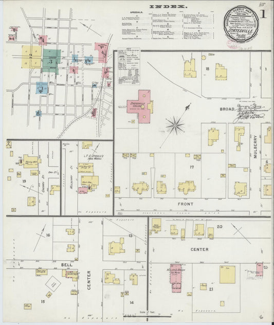 Sanborn Fire Insurance Map from Statesville, Iredell County, North Carolina (1895), Sheet #0001 - Complete Map Set gallery image, historic Sanborn map, vintage wall art, North Carolina North Carolina