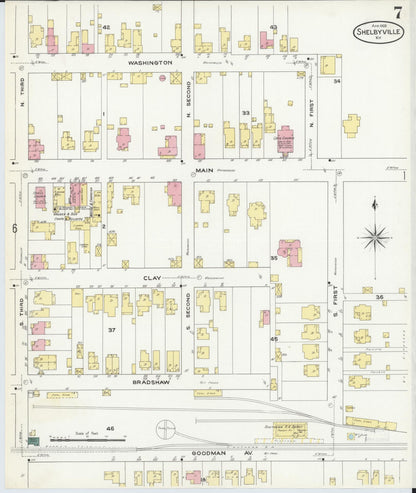Sanborn Fire Insurance Map from Shelbyville, Shelby County, Kentucky (1909), Sheet #0007 - Complete Map Set gallery image, historic Sanborn map, vintage wall art, Kentucky Kentucky