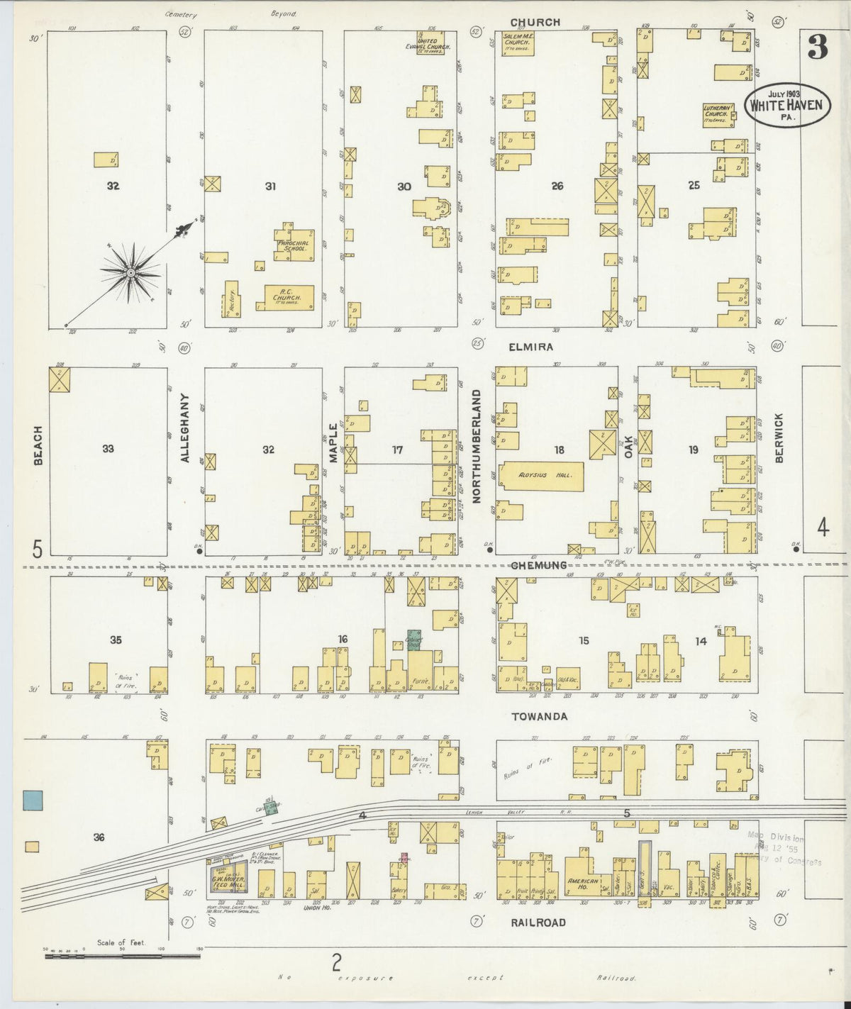 Sanborn Fire Insurance Map from White Haven, Luzerne County, Pennsylvania (1903), Sheet #0003 - Historic Sanborn Fire Insurance Map Print, vintage old map wall art, antique decor, genealogy gift, Pennsylvania Pennsylvania map