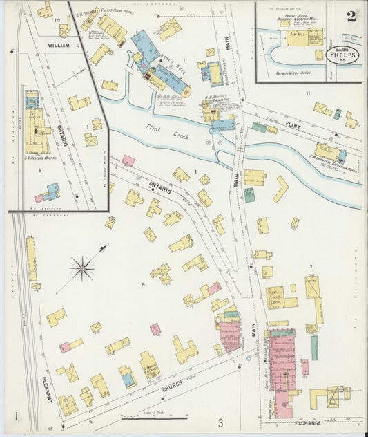 Sanborn Fire Insurance Map from Phelps, Ontario County, New York (1899), Sheet #0002 - Historic Sanborn Fire Insurance Map Print, vintage old map wall art, antique decor, genealogy gift, New York New York map