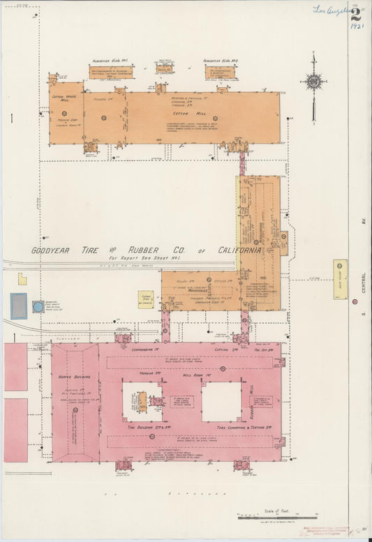 Sanborn Fire Insurance Map from Los Angeles Co., Los Angeles County, California (1921), Sheet #0002 - Historic Sanborn Fire Insurance Map Print, vintage old map wall art, antique decor, genealogy gift, California California map
