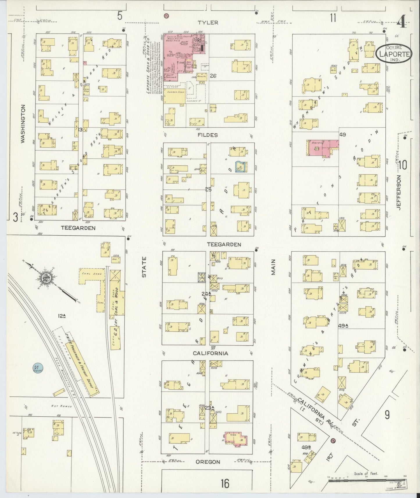 Sanborn Fire Insurance Map from La Porte, La Porte County, Indiana (1912), Sheet #0004 - Complete Map Set gallery image, historic Sanborn map, vintage wall art, Indiana Indiana