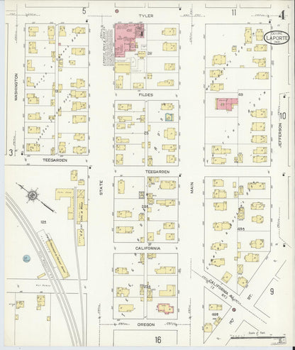 Sanborn Fire Insurance Map from La Porte, La Porte County, Indiana (1912), Sheet #0004 - Complete Map Set gallery image, historic Sanborn map, vintage wall art, Indiana Indiana