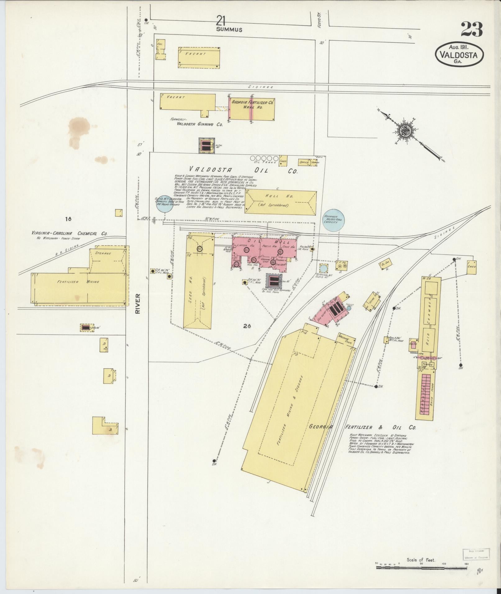 Sanborn Fire Insurance Map from Valdosta, Lowndes County, Georgia (1911), Sheet #0023 - Complete Map Set gallery image, historic Sanborn map, vintage wall art, Georgia Georgia