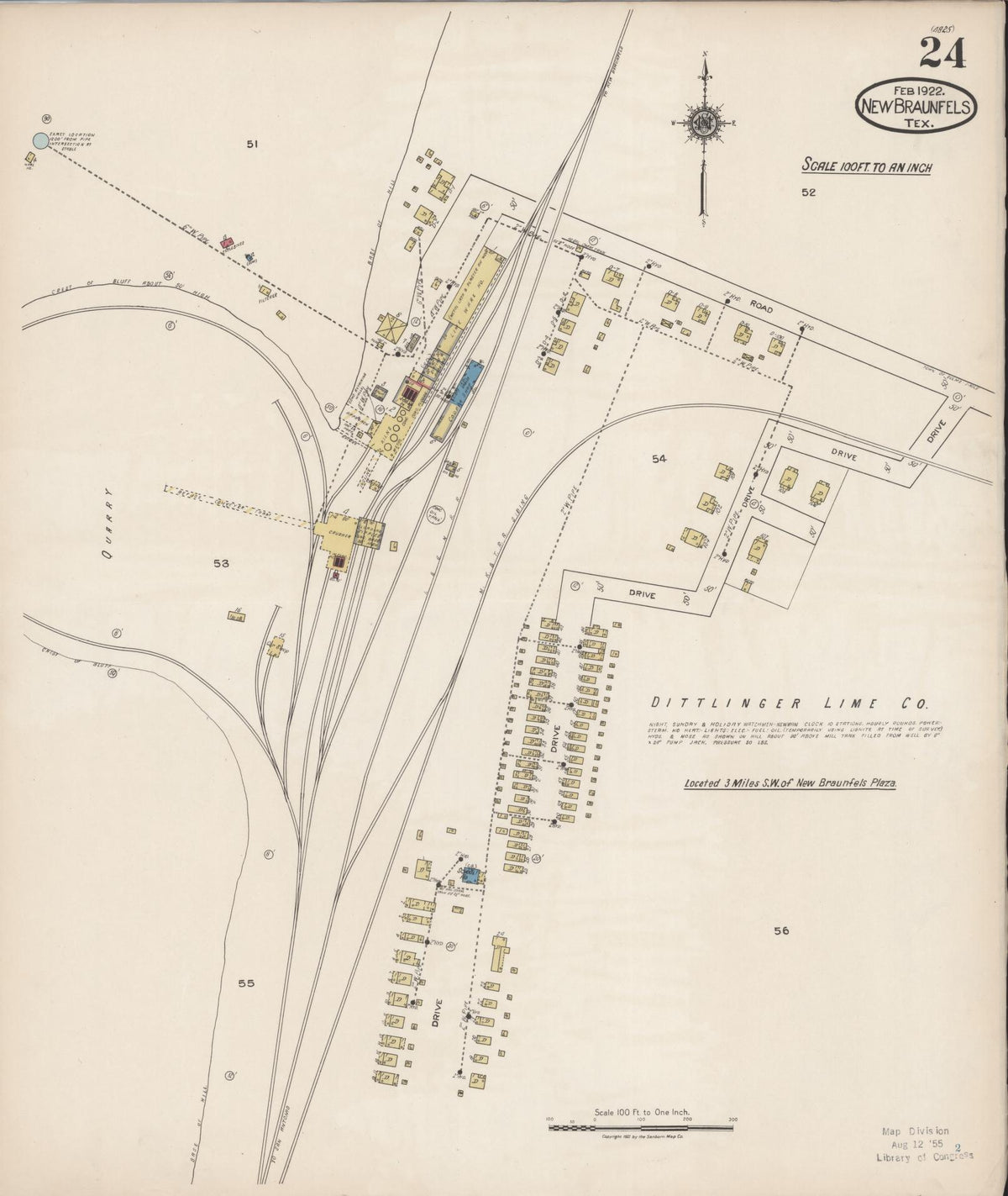 Sanborn Fire Insurance Map from New Braunfels, Comal County, Texas (1922), Sheet #0024 - Complete Map Set gallery image, historic Sanborn map, vintage wall art, Texas Texas