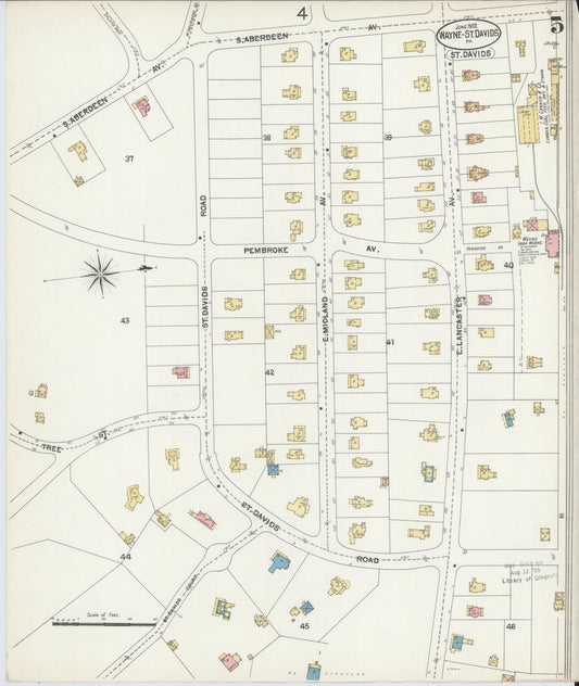 Sanborn Fire Insurance Map from Wayne, Delaware County, Pennsylvania (1902), Sheet #0005 - Historic Sanborn Fire Insurance Map Print, vintage old map wall art, antique decor, genealogy gift, Pennsylvania Pennsylvania map