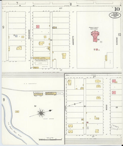 Sanborn Fire Insurance Map from Lander, Fremont County, Wyoming (1907), Sheet #0010 - Complete Map Set gallery image, historic Sanborn map, vintage wall art, Wyoming Wyoming