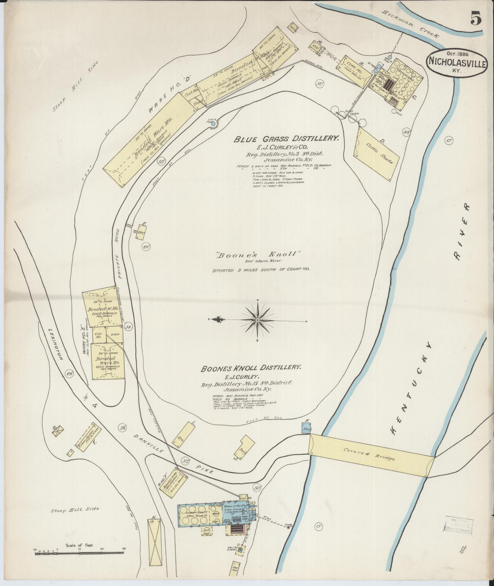 Sanborn Fire Insurance Map from Nicholasville, Jessamine County, Kentucky (1886), Sheet #0005 - Complete Map Set gallery image, historic Sanborn map, vintage wall art, Kentucky Kentucky