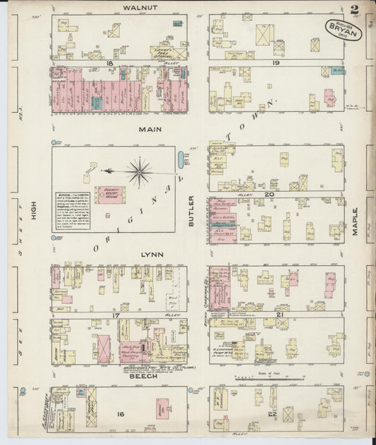 Sanborn Fire Insurance Map from Bryan, Williams County, Ohio (1884), Sheet #0002 - Historic Sanborn Fire Insurance Map Print, vintage old map wall art, antique decor, genealogy gift, Ohio Ohio map