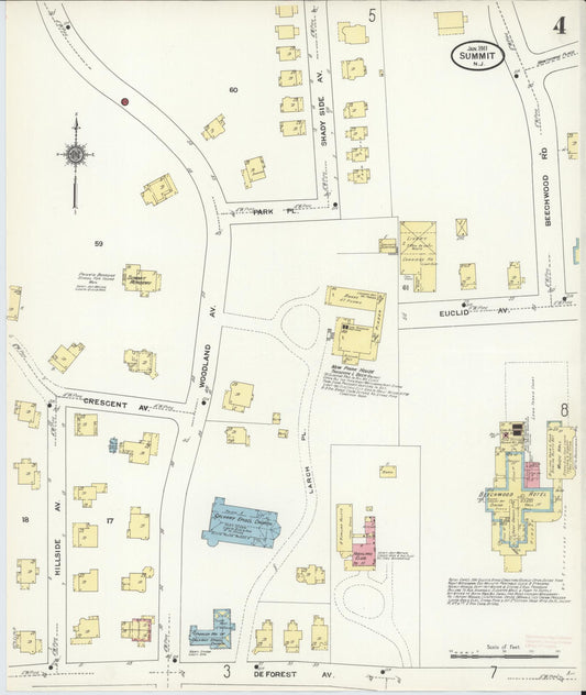 Sanborn Fire Insurance Map from Summit, Union County, New Jersey (1911), Sheet #0004 - Historic Sanborn Fire Insurance Map Print, vintage old map wall art, antique decor, genealogy gift, New Jersey New Jersey map
