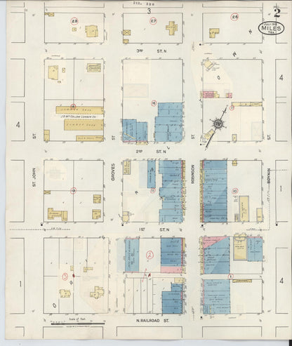 Sanborn Fire Insurance Map from Miles, Runnels County, Texas (1936), Sheet #0002 - Historic Sanborn Fire Insurance Map Print, vintage old map wall art, antique decor, genealogy gift, Texas Texas map