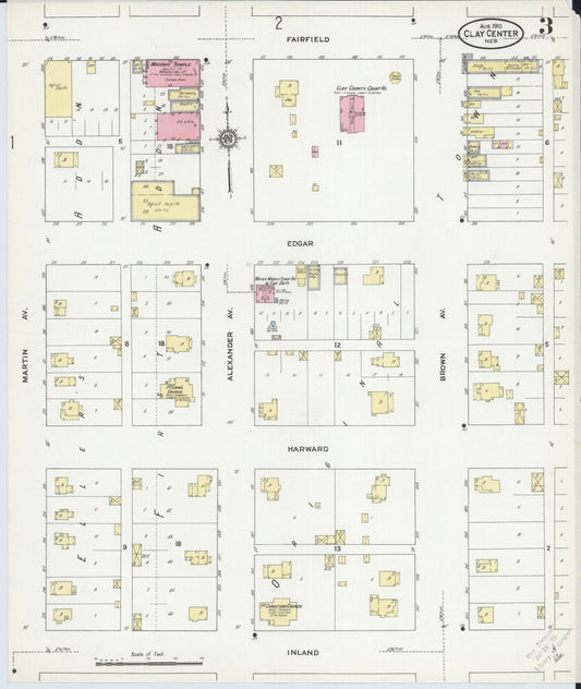 Sanborn Fire Insurance Map from Clay Center, Clay County, Nebraska (1910), Sheet #0003 - Historic Sanborn Fire Insurance Map Print, vintage old map wall art, antique decor, genealogy gift, Nebraska Nebraska map