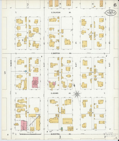 Sanborn Fire Insurance Map from Temple, Bell County, Texas (1900), Sheet #0006 - Complete Map Set gallery image, historic Sanborn map, vintage wall art, Texas Texas