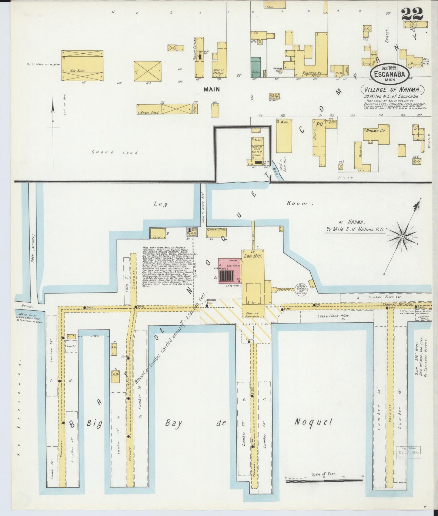 Sanborn Fire Insurance Map from Escanaba, Delta County, Michigan (1899), Sheet #0022 - Complete Map Set gallery image, historic Sanborn map, vintage wall art, Michigan Michigan