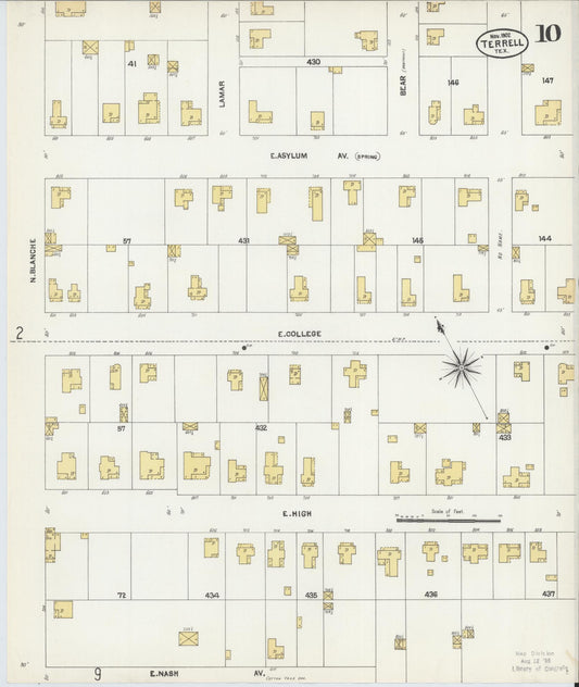 Sanborn Fire Insurance Map from Terrell, Kaufman County, Texas (1902), Sheet #0010 - Historic Sanborn Fire Insurance Map Print, vintage old map wall art, antique decor, genealogy gift, Texas Texas map