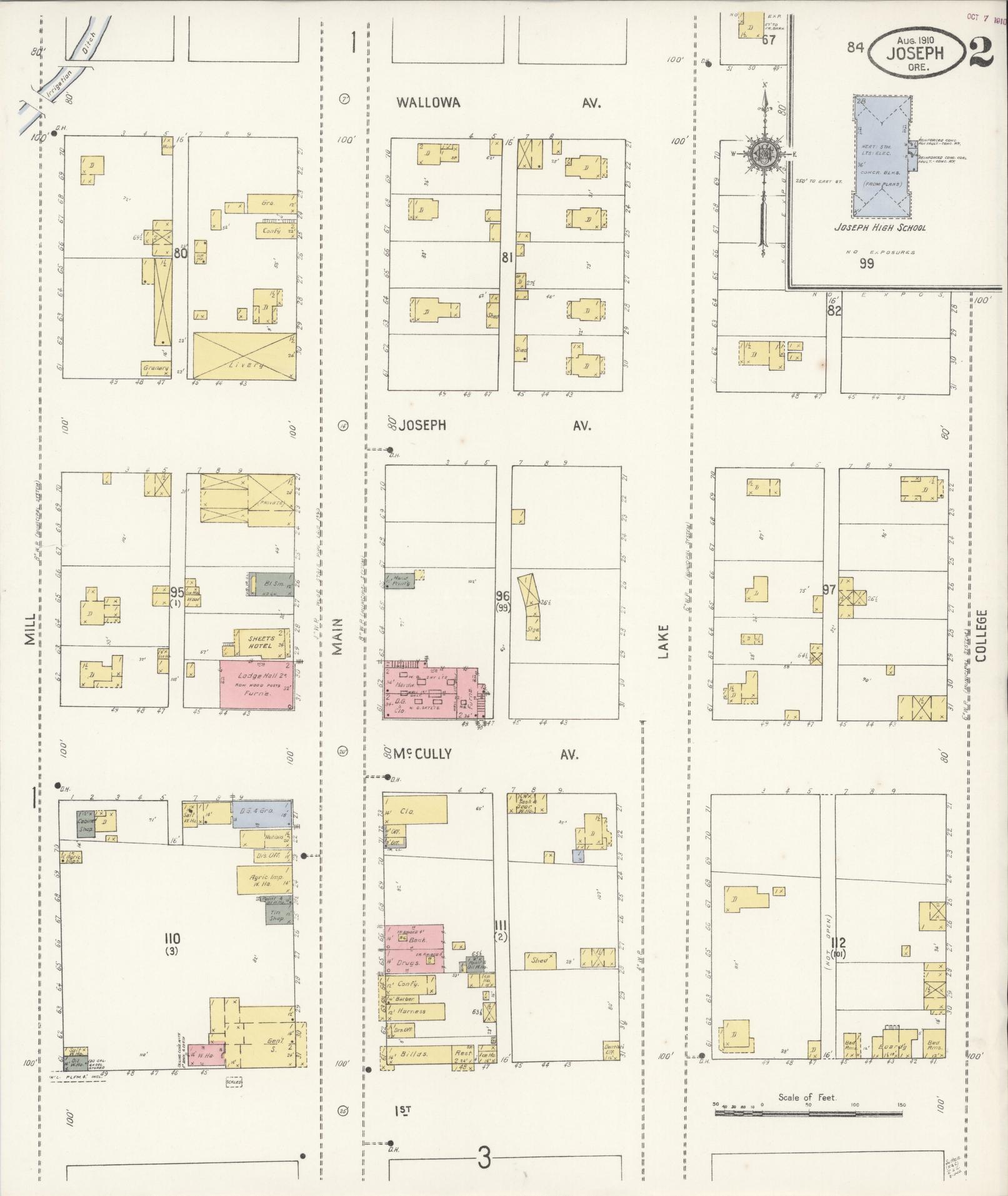 Sanborn Fire Insurance Map from Joseph, Wallowa County, Oregon (1910), Sheet #0002 - Complete Map Set gallery image, historic Sanborn map, vintage wall art, Oregon Oregon