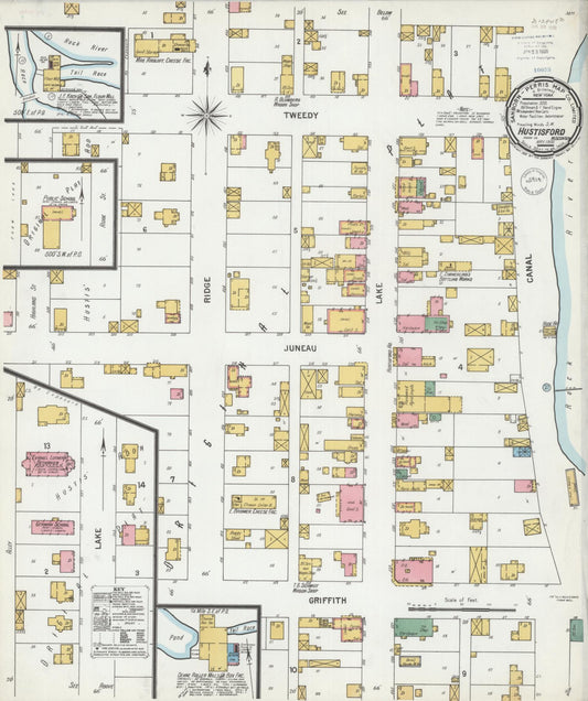 Sanborn Fire Insurance Map from Hustisford, Dodge County, Wisconsin (1900), Sheet #0001 - Historic Sanborn Fire Insurance Map Print, vintage old map wall art, antique decor, genealogy gift, Wisconsin Wisconsin map