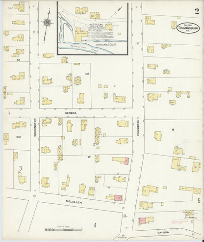 Sanborn Fire Insurance Map from Trumansburg, Tompkins County, New York (1910), Sheet #0002 - Historic Sanborn Fire Insurance Map Print, vintage old map wall art, antique decor, genealogy gift, New York New York map