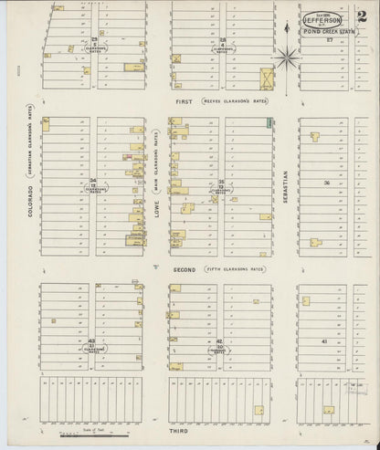 Sanborn Fire Insurance Map from Jefferson, Grant County, Oklahoma (1895), Sheet #0002 - Complete Map Set gallery image, historic Sanborn map, vintage wall art, Oklahoma Oklahoma