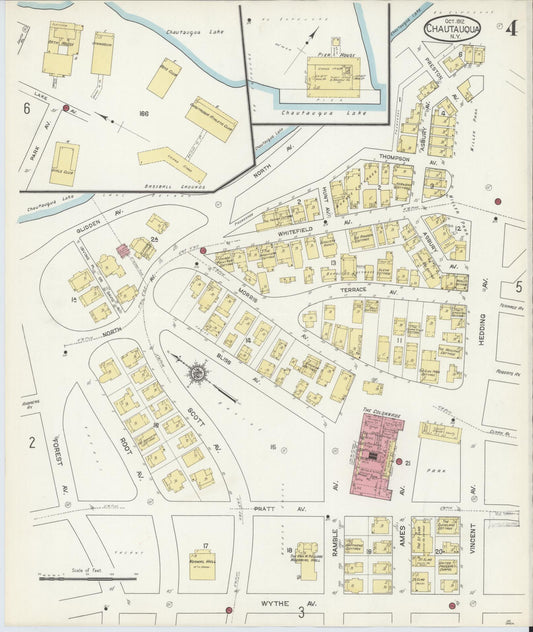 Sanborn Fire Insurance Map from Chautauqua, Chautauqua County, New York (1912), Sheet #0004 - Historic Sanborn Fire Insurance Map Print, vintage old map wall art, antique decor, genealogy gift, New York New York map