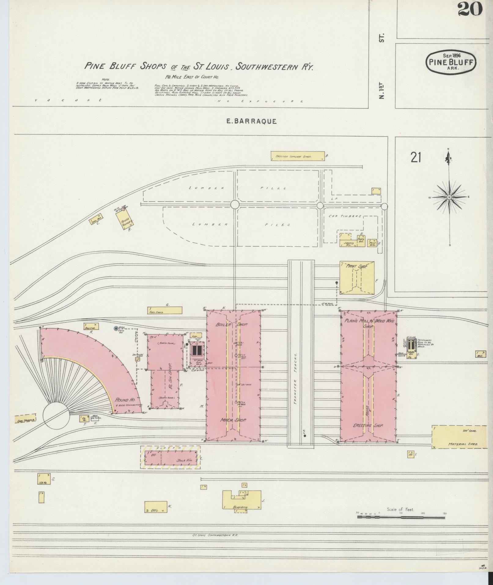 Sanborn Fire Insurance Map from Pine Bluff, Jefferson County, Arkansas (1896), Sheet #0020 - Complete Map Set gallery image, historic Sanborn map, vintage wall art, Arkansas Arkansas