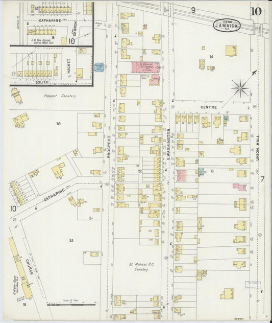 Sanborn Fire Insurance Map from Jamaica, Queens County, New York (1897), Sheet #0010 - Historic Sanborn Fire Insurance Map Print, vintage old map wall art, antique decor, genealogy gift, New York New York map