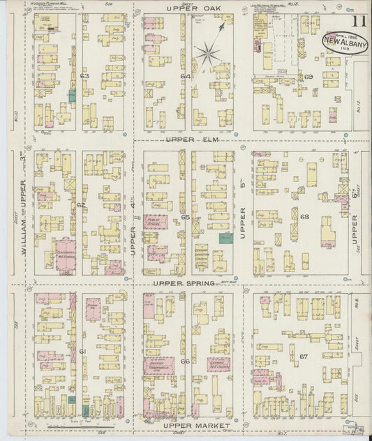 Sanborn Fire Insurance Map from New Albany, Floyd County, Indiana (1886), Sheet #0011 - Historic Sanborn Fire Insurance Map Print, vintage old map wall art, antique decor, genealogy gift, Indiana Indiana map