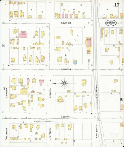 Sanborn Fire Insurance Map from Iowa City, Johnson County, Iowa (1899), Sheet #0017 - Historic Sanborn Fire Insurance Map Print