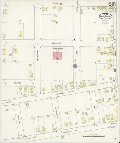 Sanborn Fire Insurance Map from Corpus Christi, Nueces County, Texas (1914), Sheet #0020 - Complete Map Set gallery image, historic Sanborn map, vintage wall art, Texas Texas