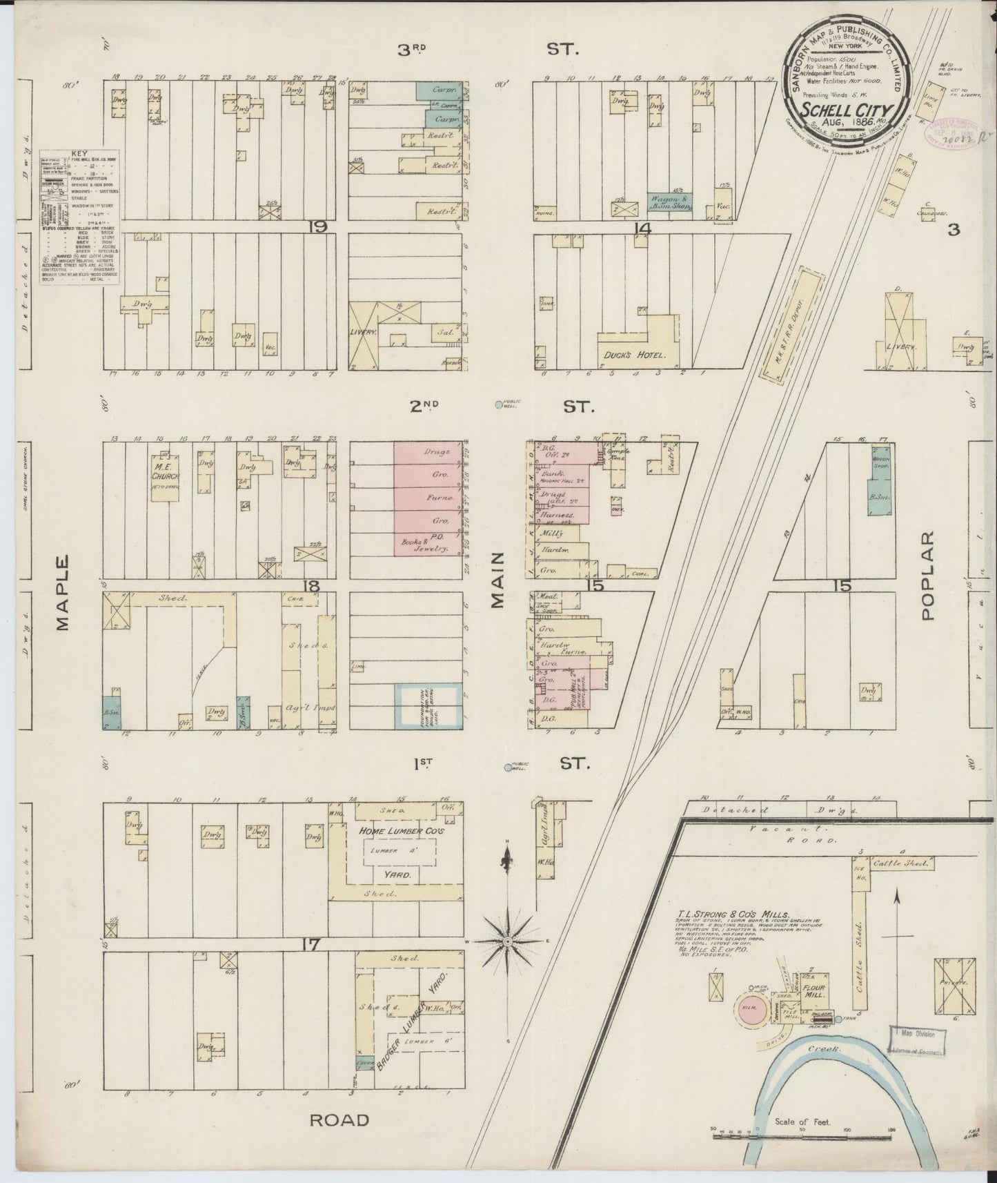 Sanborn Fire Insurance Map from Schell City, Vernon County, Missouri (1886), Sheet #0001 - Historic Sanborn Fire Insurance Map Print, vintage old map wall art, antique decor, genealogy gift, Missouri Missouri map