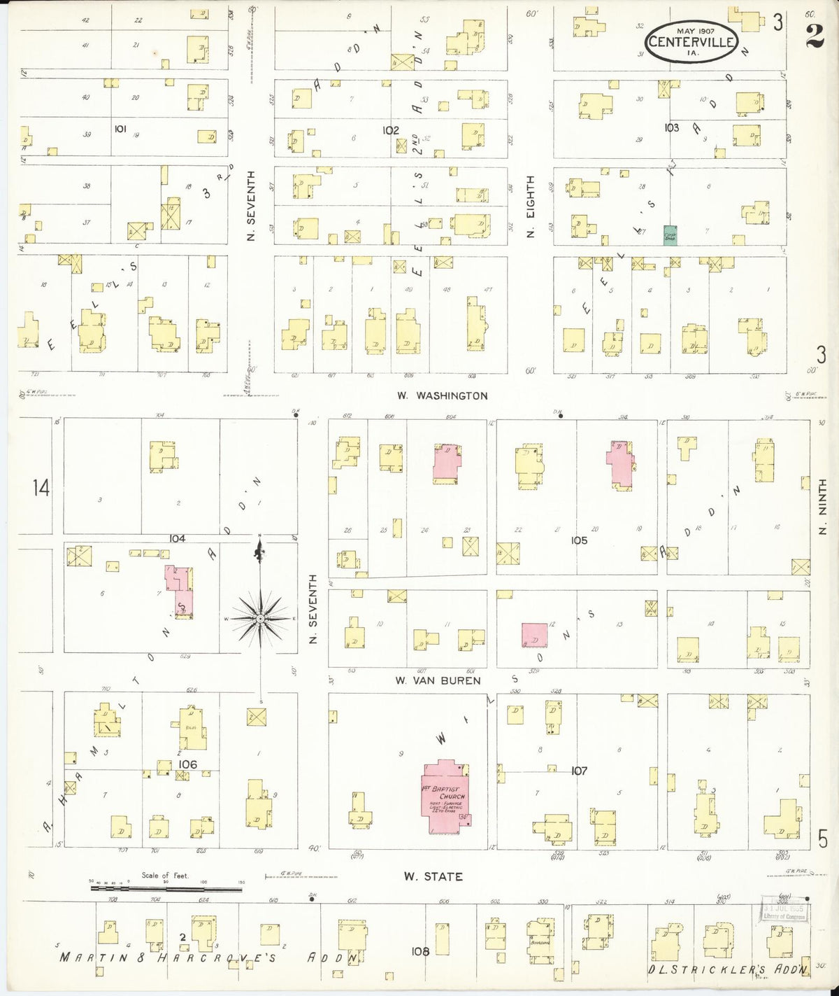 Sanborn Fire Insurance Map from Centerville, Appanoose County, Iowa (1907), Sheet #0002 - Historic Sanborn Fire Insurance Map Print