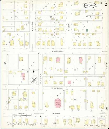 Sanborn Fire Insurance Map from Centerville, Appanoose County, Iowa (1907), Sheet #0002 - Historic Sanborn Fire Insurance Map Print