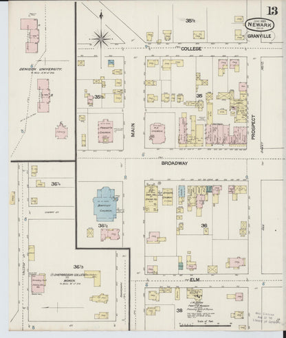 Sanborn Fire Insurance Map from Newark, Licking County, Ohio (1889), Sheet #0013 - Complete Map Set gallery image, historic Sanborn map, vintage wall art, Ohio Ohio