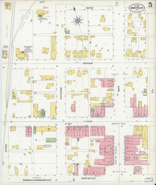 Sanborn Fire Insurance Map from Montpelier, Blackford County, Indiana (1900), Sheet #0005 - Historic Sanborn Fire Insurance Map Print, vintage old map wall art, antique decor, genealogy gift, Indiana Indiana map