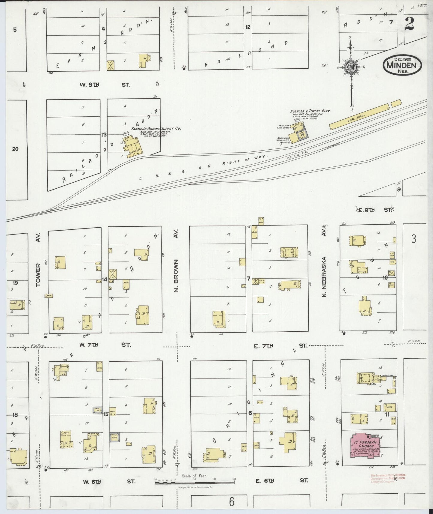 Sanborn Fire Insurance Map from Minden, Kearney County, Nebraska (1920), Sheet #0002 - Complete Map Set gallery image, historic Sanborn map, vintage wall art, Nebraska Nebraska