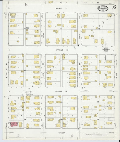 Sanborn Fire Insurance Map from Bismarck, Burleigh County, North Dakota (1919), Sheet #0006 - Complete Map Set gallery image, historic Sanborn map, vintage wall art, North Dakota North Dakota