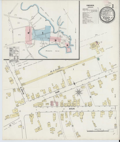Sanborn Fire Insurance Map from Essex, Middlesex County, Connecticut (1889), Sheet #0001 - Complete Map Set gallery image, historic Sanborn map, vintage wall art, Connecticut Connecticut