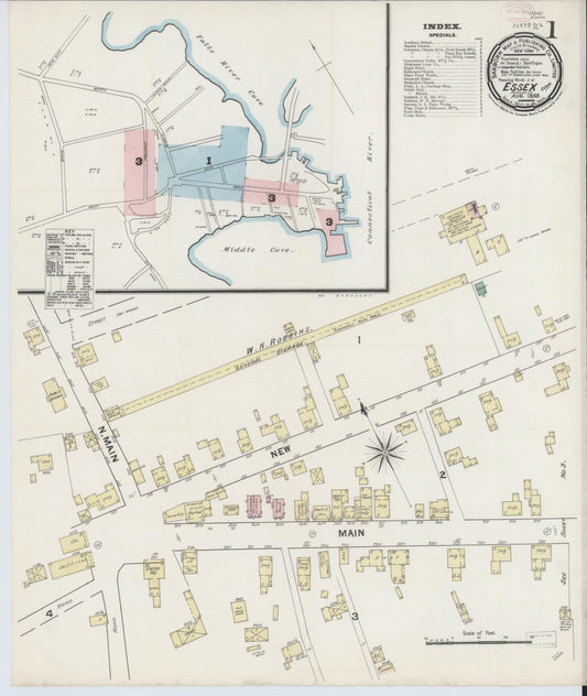 Sanborn Fire Insurance Map from Essex, Middlesex County, Connecticut (1889), Sheet #0001 - Complete Map Set gallery image, historic Sanborn map, vintage wall art, Connecticut Connecticut