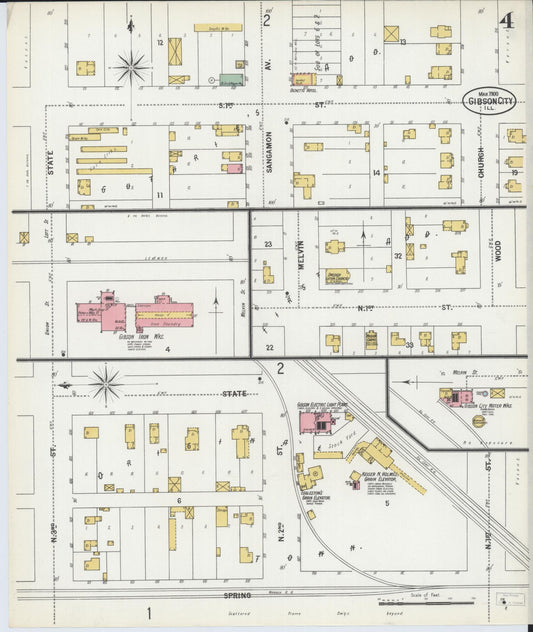 Sanborn Fire Insurance Map from Gibson City, Ford County, Illinois (1900), Sheet #0004 - Historic Sanborn Fire Insurance Map Print, vintage old map wall art, antique decor, genealogy gift, Illinois Illinois map